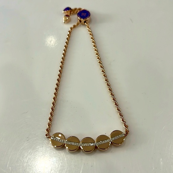 🌟MONICA VINADER Linear Bead Diamond Row Friendship Bracelet 18k Rose Gold NEW - Picture 2 of 5